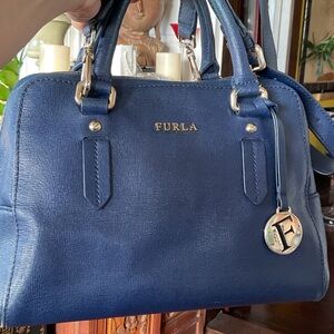 Furla ELENA saffiano Medium Navy 2 way Bag